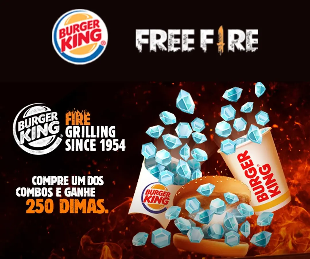 250 diamantes comprando combos do Burger King
