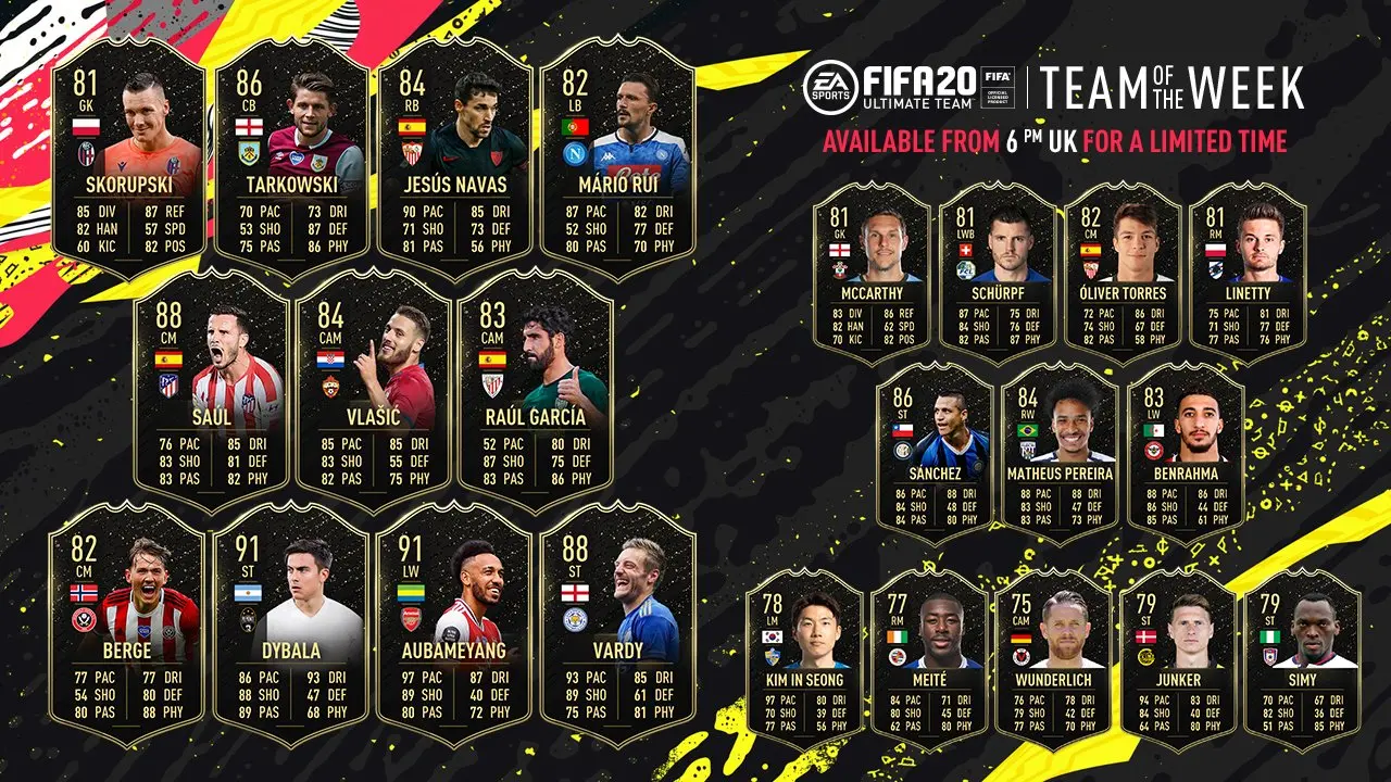 FIFA: Dybala e Aubameyang lideram o Team of the Week 40 1 FIFA: Dybala e Aubameyang lideram o Team of the Week 40
