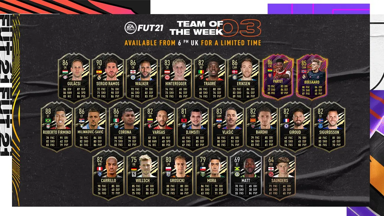 FIFA 21: Sergio Ramos é o destaque do TOTW 3; Seis jogadores recebem 86 de OVR