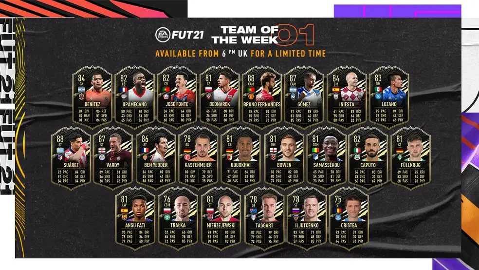 FIFA: O primeiro Team of the Week do FIFA 21 traz Suárez e Bruno Fernandes como destaques