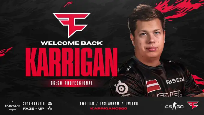 CS:GO: FaZe Clan oficializa o retorno de karrigan