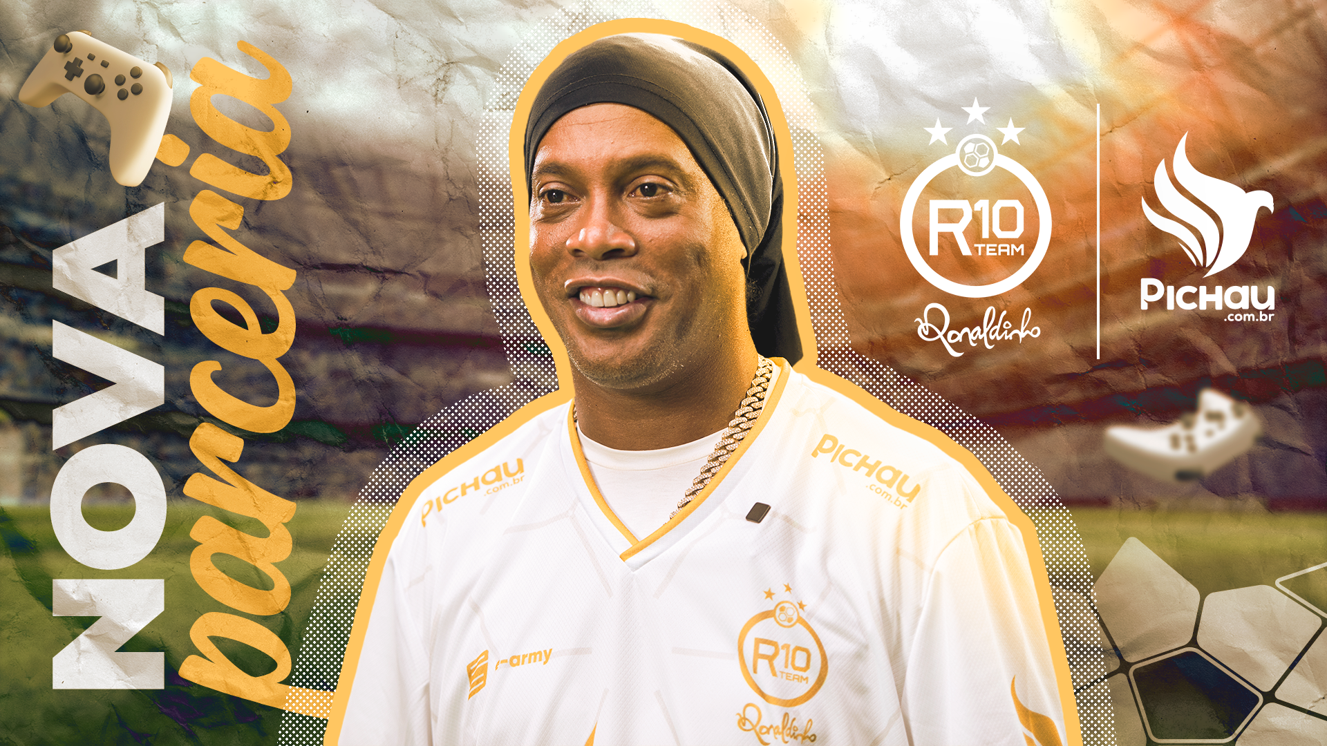 Pichau anuncia parceria com Ronaldinho Gaúcho e R10 Team com foco em futebol virtual