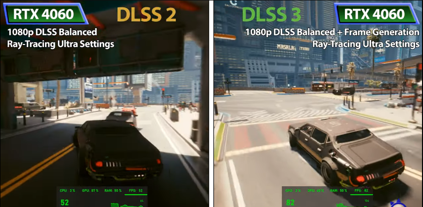Testes da RTX 4060 em Cyberpunk 2077 mostram desempenho da tecnologia DLSS3
