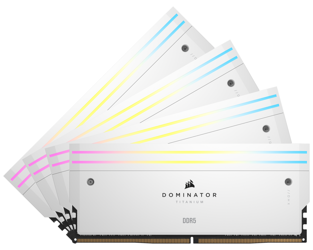 Corsair anuncia novas memórias DOMINATOR TITANIUM DDR5 3 Corsair anuncia novas memórias DOMINATOR TITANIUM DDR5 DOMINATOR TITANIUM RGB WHITE RENDER 05