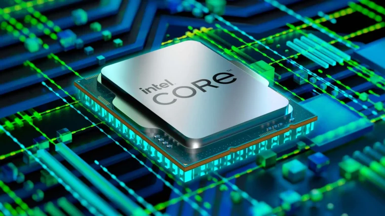 Processador genérico Intel Core em fundo verde