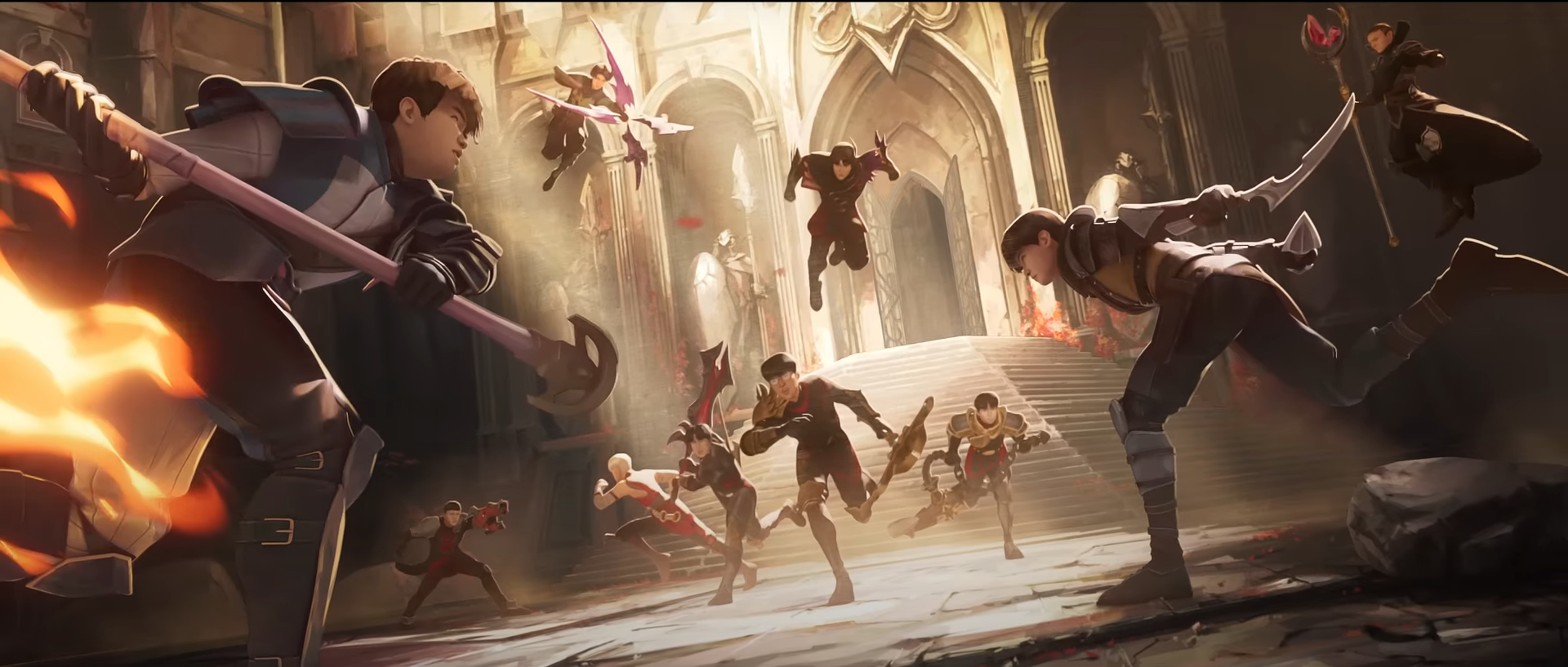 Imagem final dos players no clipe Heavy Is The Crown