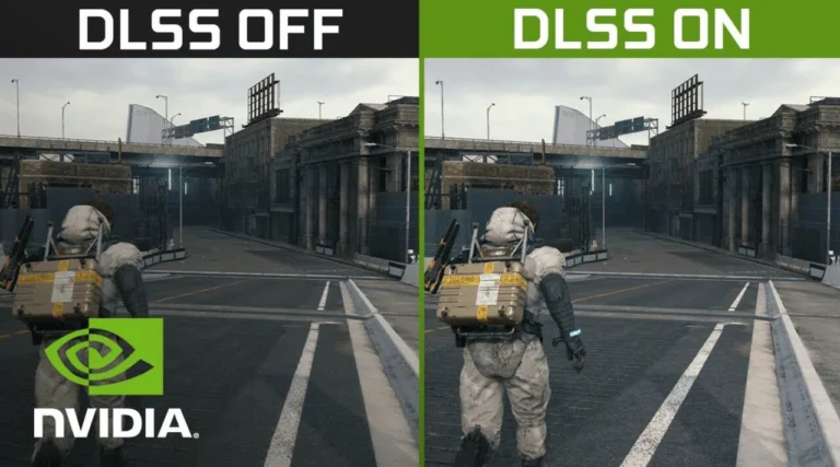 RX 7600 vs. RTX 4060: Qual é a Melhor Placa de Vídeo para Jogos em 1080p? 3 Tecnologia de DLSS (Deep Learning Super Sampling) ativada em comparação à desativada em mapa de jogo.