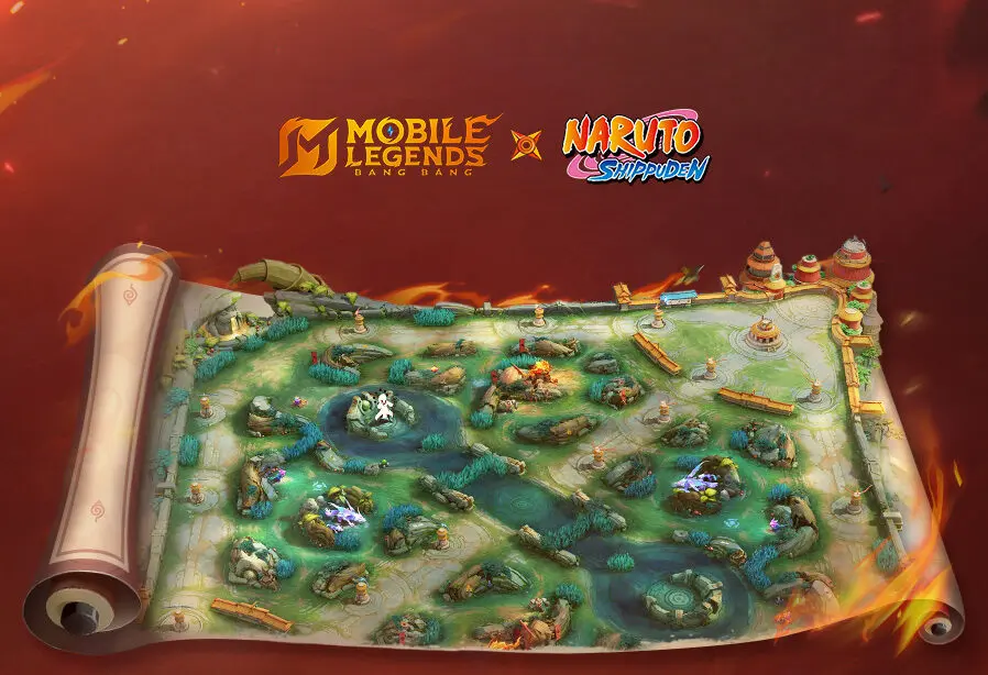 mapa da colaboração entre Naruto e MLBB
