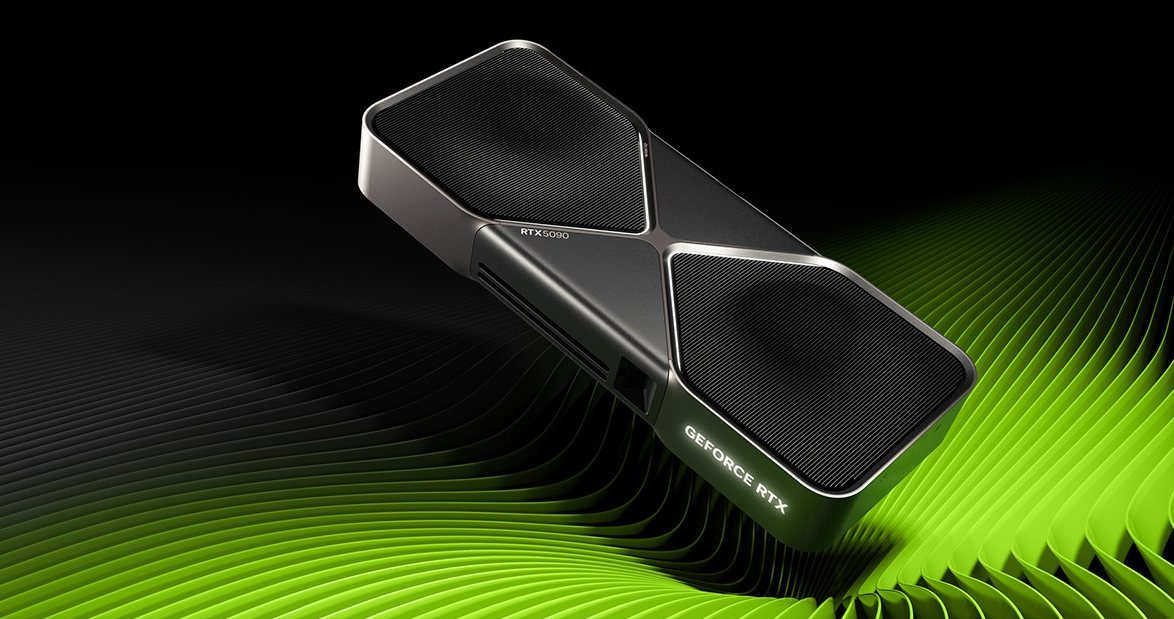 Placa de vídeo NVIDIA em fundo com as cores da marca