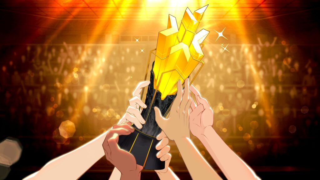 Imagem ilustrada do troféu do VALORANT Game Changers Championship.