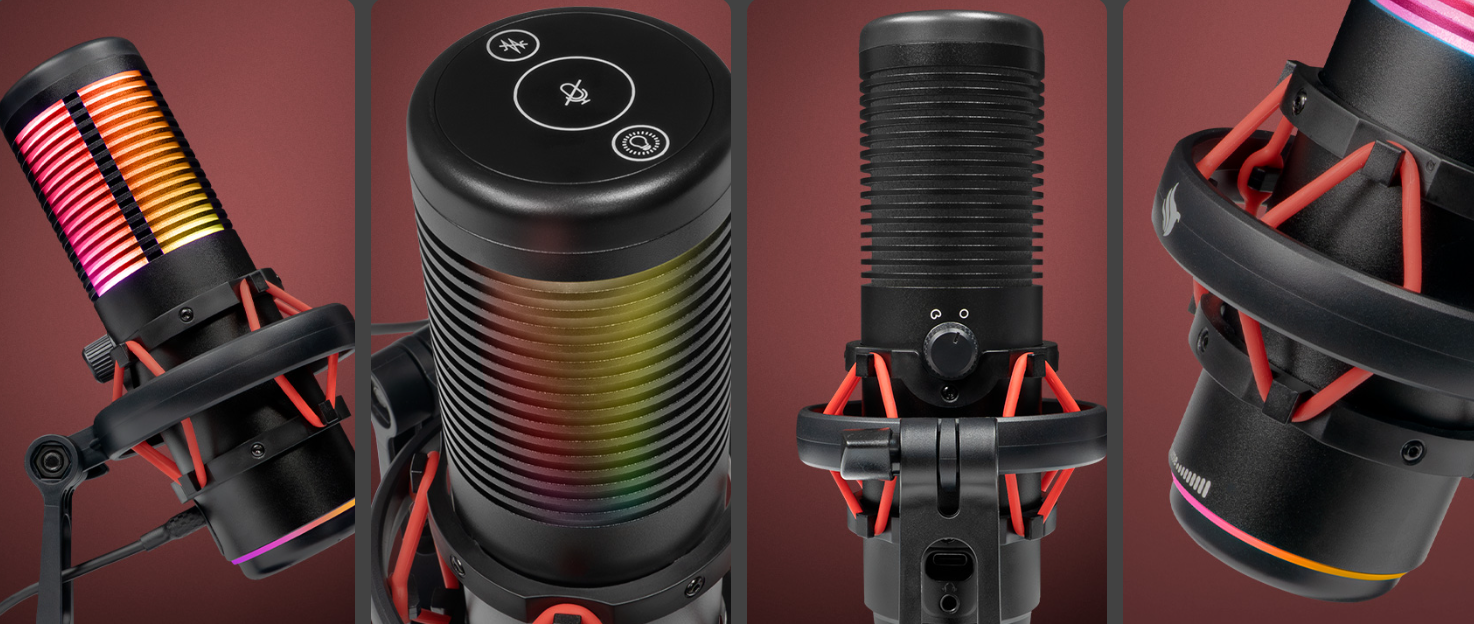 Microfones de diferentes ângulos