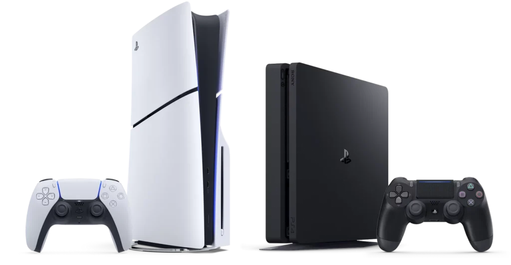 Playstation 4 e 5 com controles