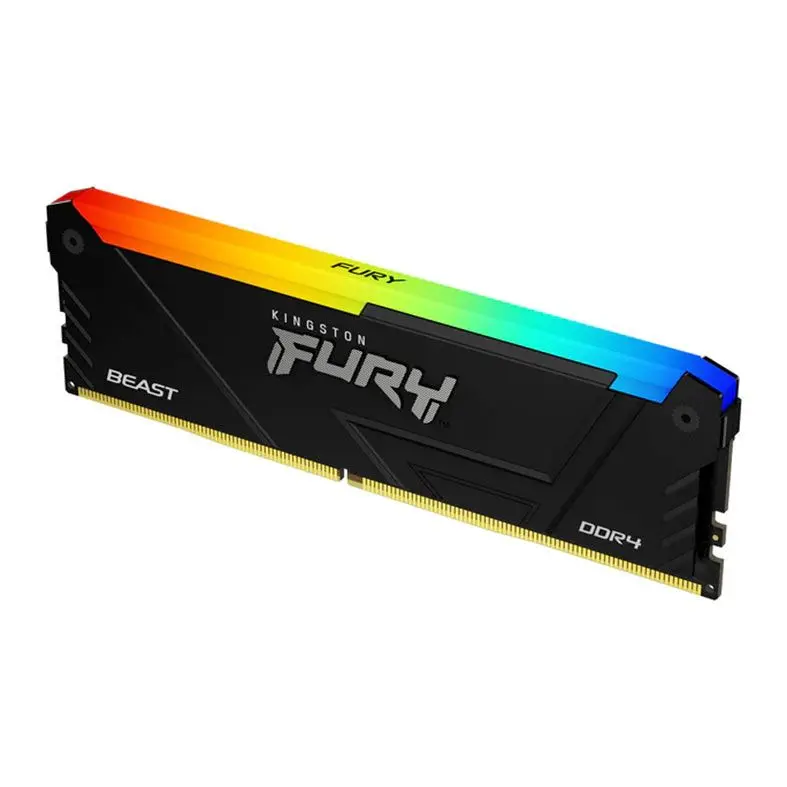 Módulo de memória RAM Kingston Fury Beast DDR4 com iluminação RGB.