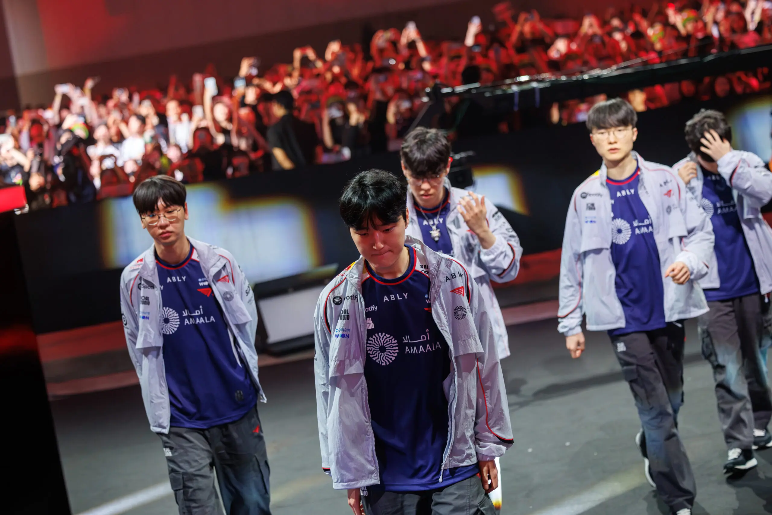 Elenco de League of Legends (LoL) da T1 no MSI 2026.