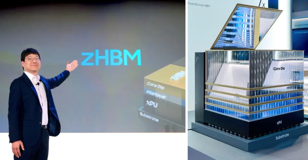 Samsung projeta o futuro das memórias para IA com nova tecnologia em empilhamento 2 Samsung projeta o futuro das memórias para IA com nova tecnologia em empilhamento SAMSUNG ZHBM 1200x624 1