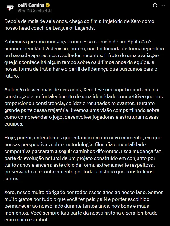 LoL: Fim de uma era? paiN anuncia saída na equipe; confira 3 LoL: Fim de uma era? paiN anuncia saída na equipe; confira pain gaming