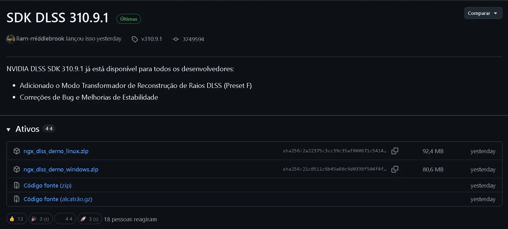 NVIDIA lança SDK do DLSS 310.9.1 com o Preset F para Ray Reconstruction 2 NVIDIA lança SDK do DLSS 310.9.1 com o Preset F para Ray Reconstruction Github nvidia