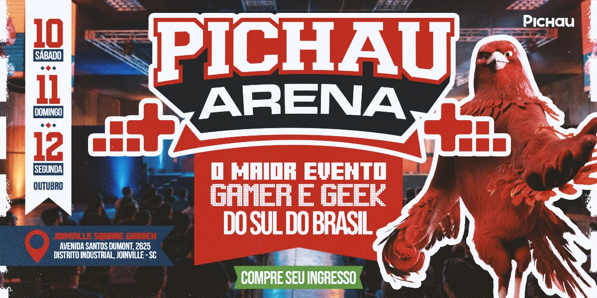 PCs Gamer, gigantes do hardware e mais: a tecnologia presente no Pichau Arena 2026 2 PCs Gamer, gigantes do hardware e mais: a tecnologia presente no Pichau Arena 2026 Banner Home Pichau Arena V1