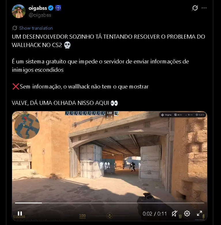 Desenvolvedor independente cria solução de código aberto para combater o wallhack no Counter-Strike 2 2 Desenvolvedor independente cria solução de código aberto para combater o wallhack no Counter-Strike 2 Oigabbs cs