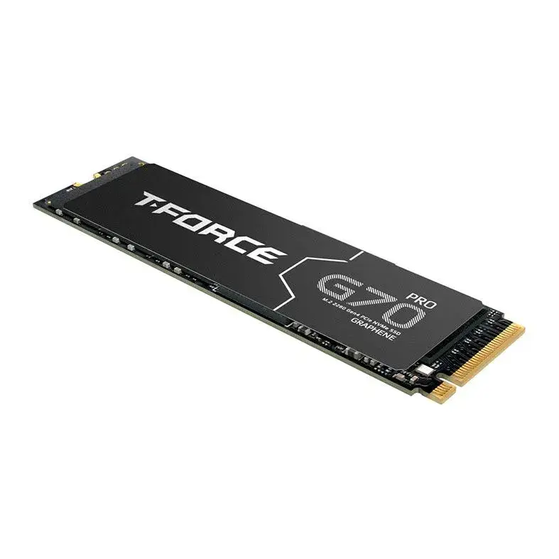 SSD TeamGroup T-Force G50 Pro NVMe M.2 com dissipador preto e conector dourado sobre fundo branco.
